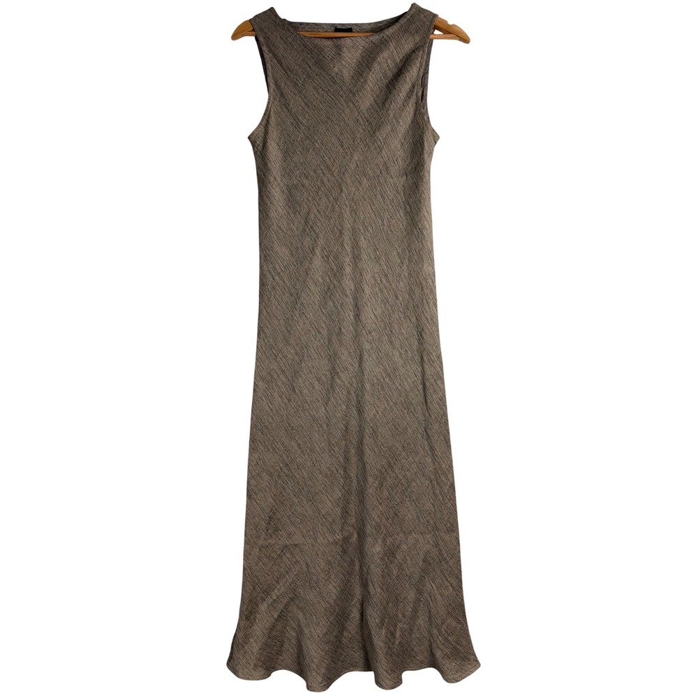 Eileen Fisher Italian Linen Sleeveless Maxi Dress Brown natural lodge earthy